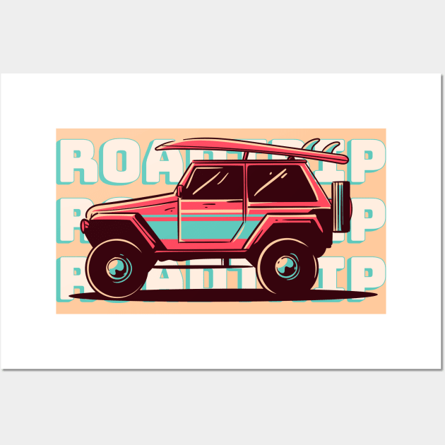 Roadtripping - Summer Beach Vacation Roadtrip Wall Art by vystudio